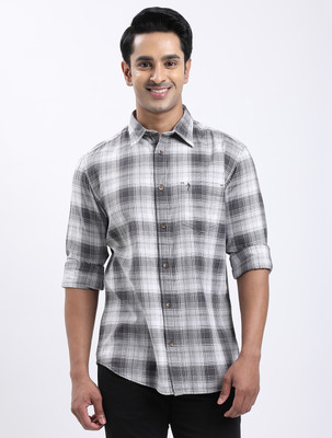 INDIAN TERRAIN Men Checkered Casual Grey Shirt