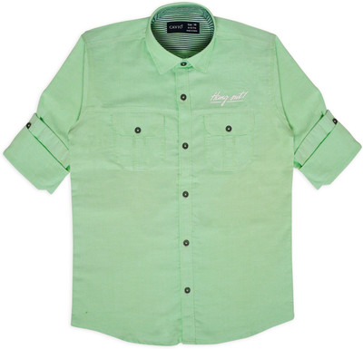 CAVIO Boys Solid Casual Green Shirt