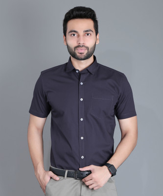 5TH ANFOLD Men Solid Formal Grey Shirt