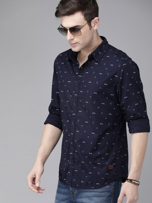 Roadster Men Printed Casual Blue Shirt