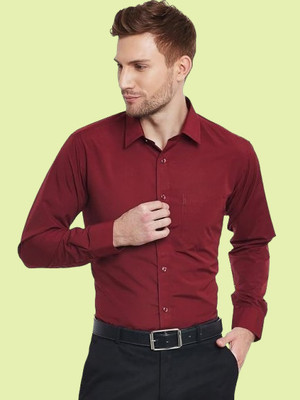 Super Weston Men Solid Formal Maroon Shirt