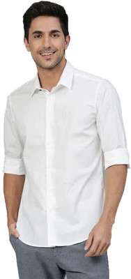 MOONBELL Men Solid Casual White Shirt