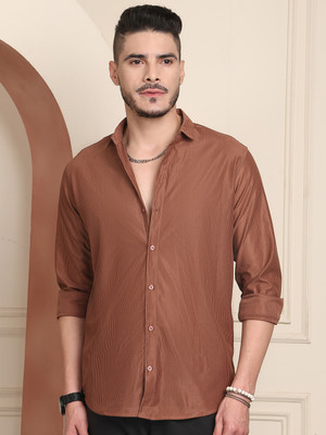 METRONAUT Men Solid Casual Brown Shirt