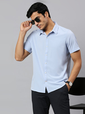 THOMAS SCOTT Men Solid Formal Blue Shirt