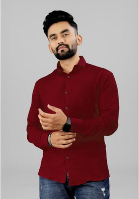 SHFASHION Men Solid Casual Red Shirt