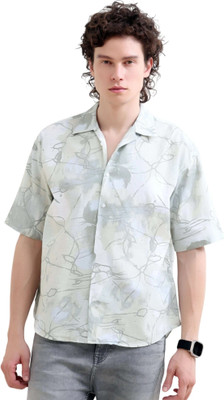 Estilocus Men Printed Casual Green Shirt