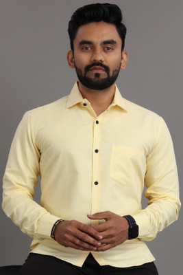 SPOQUE Men Solid Casual Yellow Shirt