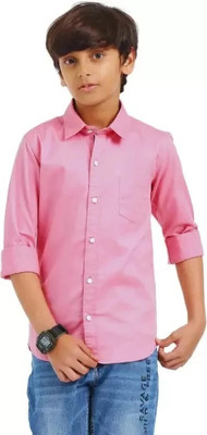 BACARDO Boys Solid Casual Pink Shirt