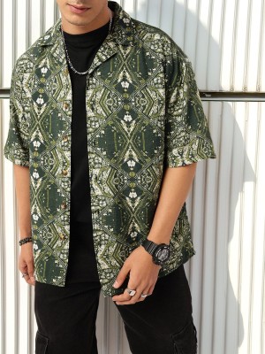 Kook N Keech Men Printed Casual Green Shirt