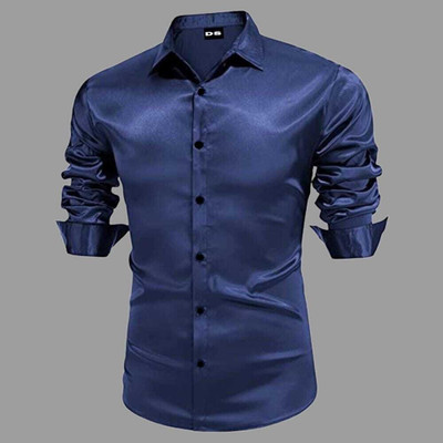Frandoki Creation Men Solid Casual Blue Shirt