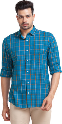 COLORPLUS Men Checkered Casual Blue Shirt