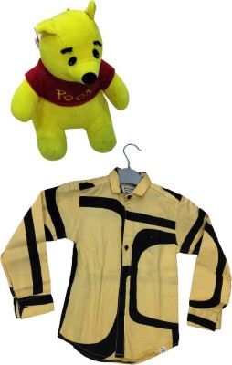 elephenta Boys Printed Casual Yellow, Black Shirt