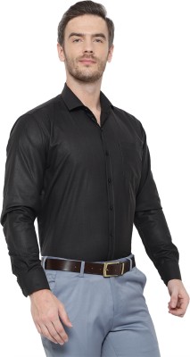 SREY Men Solid Formal Black Shirt