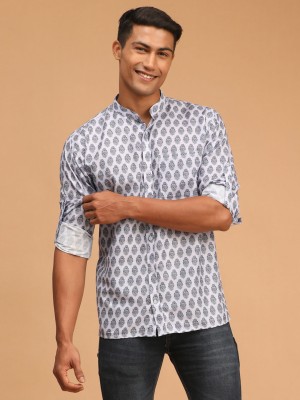 VASTRAMAY Men Printed Casual Grey, White Shirt