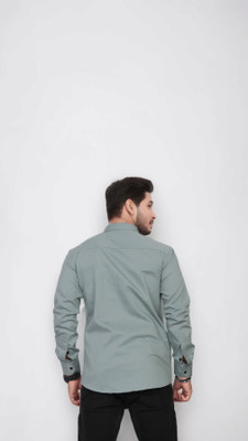 U AND J TREND Men Printed Casual Light Green Shirt