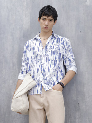 WROGN Men Printed Casual Blue Shirt