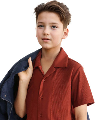Rare Ones Boys Solid Beach Wear Orange Shirt