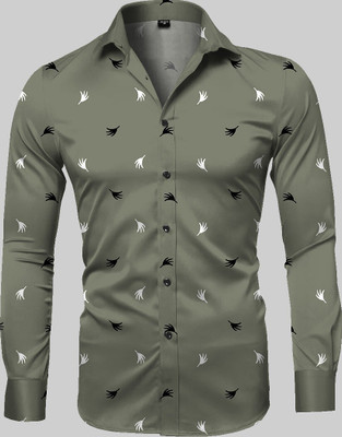 Yaara fashion Men Printed Casual Green Shirt
