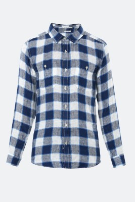 PETER ENGLAND Boys Checkered Casual Dark Blue, White, Grey Shirt