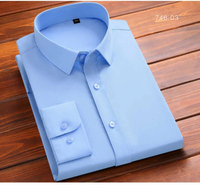 UGAMCREATIONS Men Solid Casual Blue Shirt