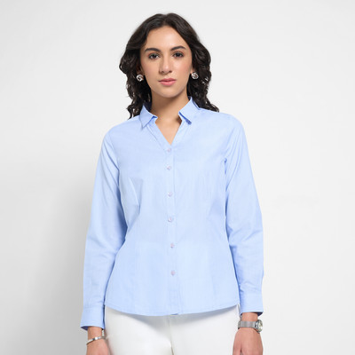 Annabelle by Pantaloons Women Solid Casual Blue Shirt