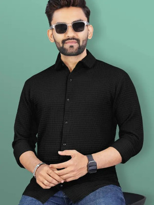 drezia Men Solid Casual Black Shirt