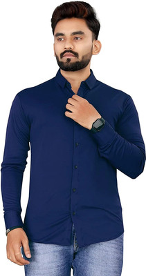 Style Nest Men Solid Casual Blue Shirt