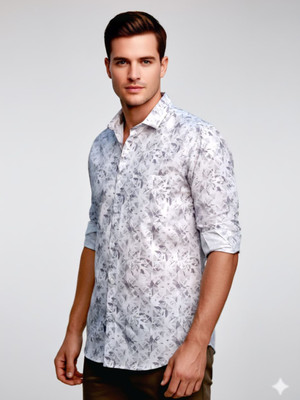 Sindon Rui Fashion Men Printed Casual White Shirt