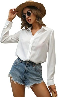 AYKAY ELECTRONICS Women Solid Casual White Shirt