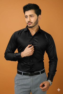 RJS FASHION Men Solid Casual Black Shirt