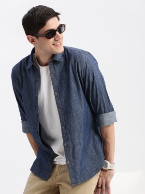 Showoff Men Solid Casual Blue Shirt