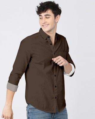 Yaara fashion Men Solid Casual Brown Shirt