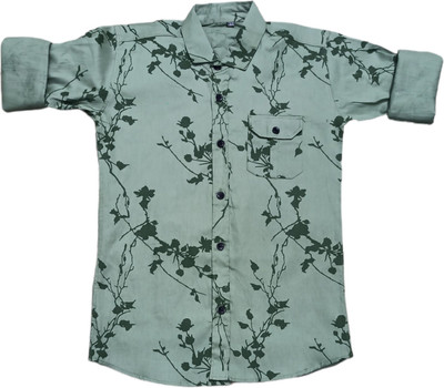 KRISHTA CLOTHING Boys Floral Print Casual Green, Dark Green Shirt
