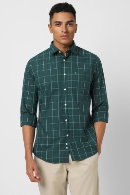 VAN HEUSEN Men Checkered Casual Dark Green, White, Red Shirt