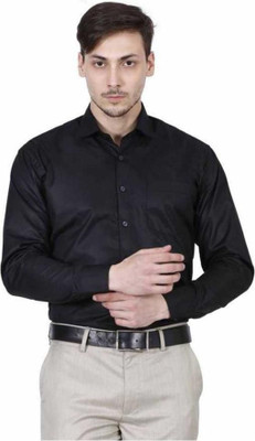 JessNX Men Solid Casual Black Shirt