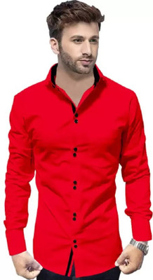 GLOBAL NOMAD Men Solid Casual Red Shirt