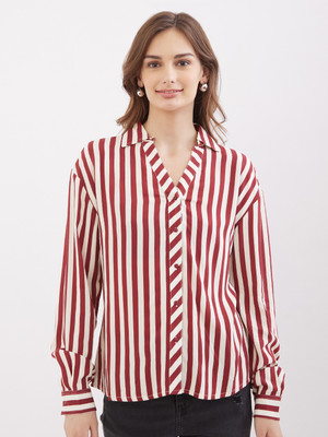 Spykar Women Printed Casual Red Shirt