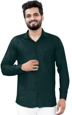 JILANI TRADERS Men Solid Casual Dark Green Shirt