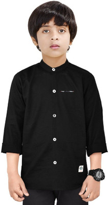 The Crane Boys Solid Casual Black Shirt
