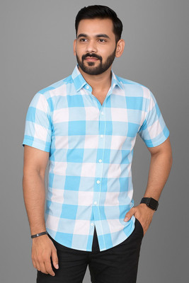 METRONAUT Men Checkered Casual Blue Shirt