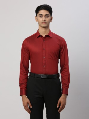 PARK AVENUE Men Self Design Formal Red Shirt