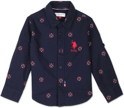 U.S. POLO ASSN. Baby Boys Printed Casual Blue Shirt