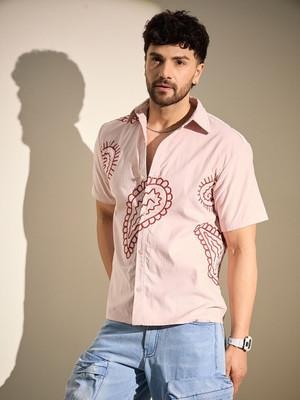 FUGAZEE Men Self Design Casual Pink Shirt