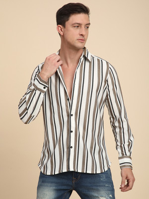 Voroxy Men Striped Casual Multicolor Shirt