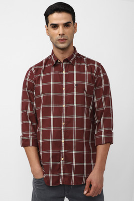 PETER ENGLAND Men Checkered Casual Brown Shirt