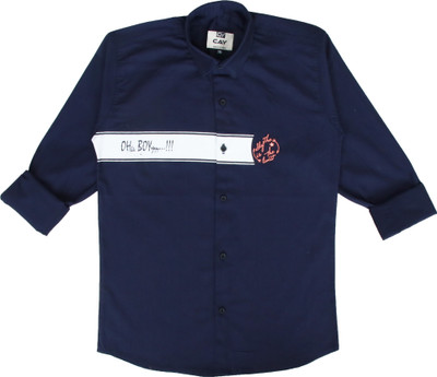 Cay Boys Printed Casual Dark Blue Shirt