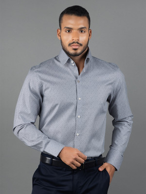 LOUIS STITCH Men Printed Formal Grey Shirt