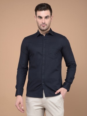 CRIMSOUNE CLUB Men Solid Casual Dark Blue Shirt