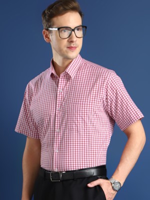 Hancock Men Checkered Formal White Shirt