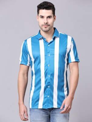 Marmic Fab Men Striped Casual Blue Shirt